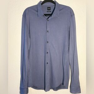 Boss Hugo Boss Slim Fit Geometric Print Long Sleeve Cotton Shirt Mens Large